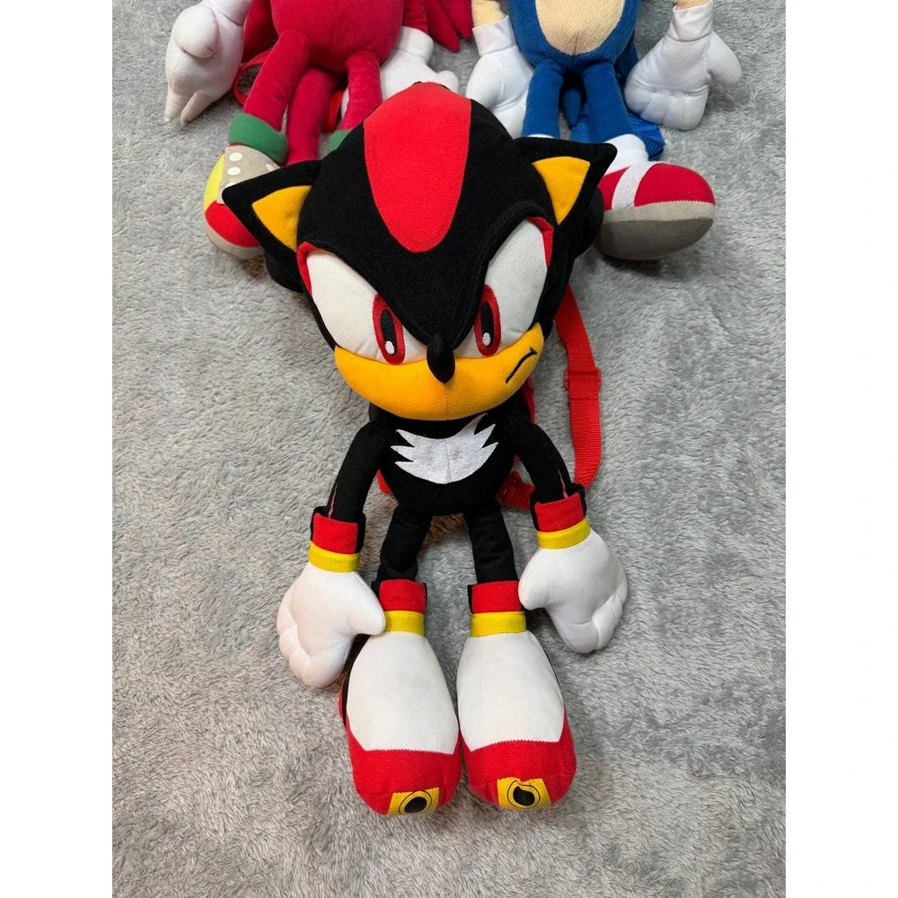 Sega Backpack Kids OS Multicolor Sonic Knuckles Shadow Plush Set of 3 Bundle